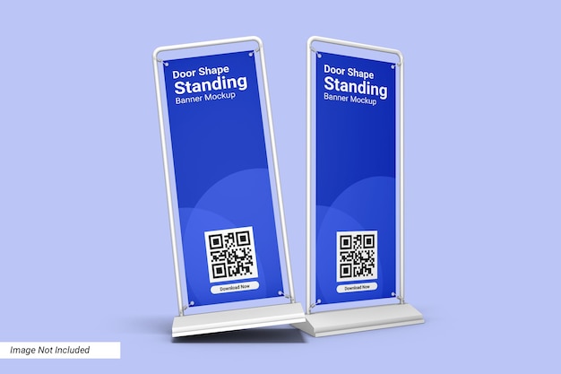 Door shape standing banner mockup design isolated