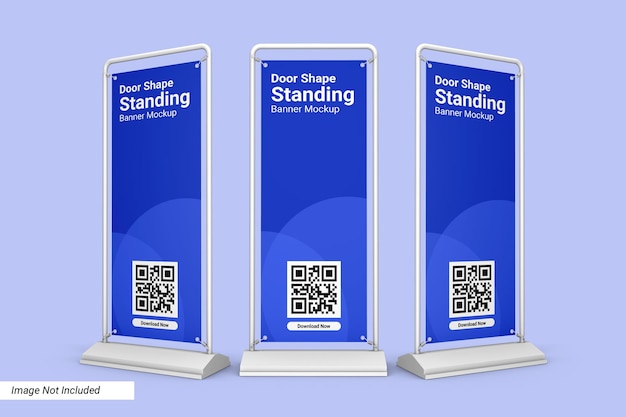 Door shape standing banner mockup design isolated