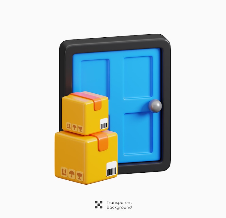 PSD ドア・トゥ・ドア・デリバリーサービスのアイコン 3dレンダリング