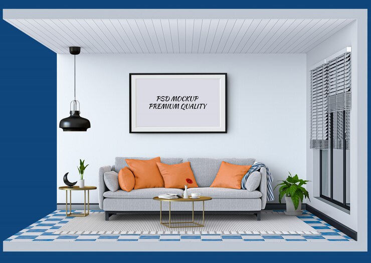 PSD doorsnede toont interieur moderne woonkamer
