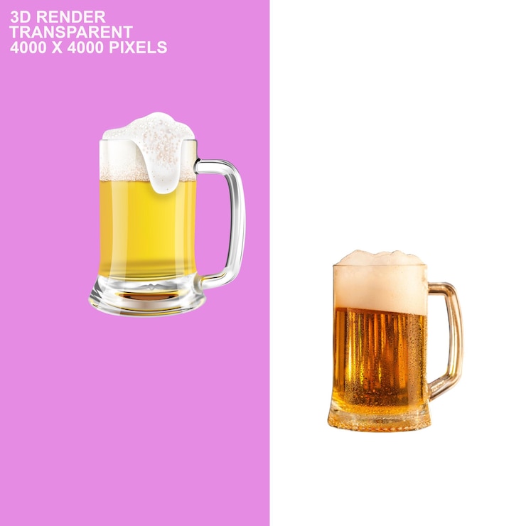 PSD doorzichtige achtergrond van bier
