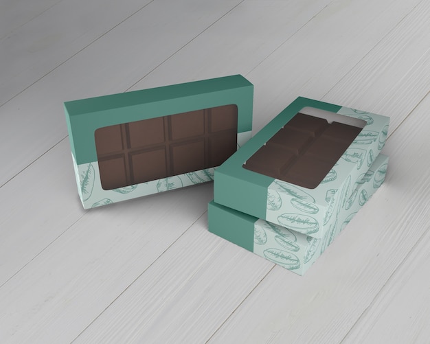 PSD doos met chocolade design mock-up