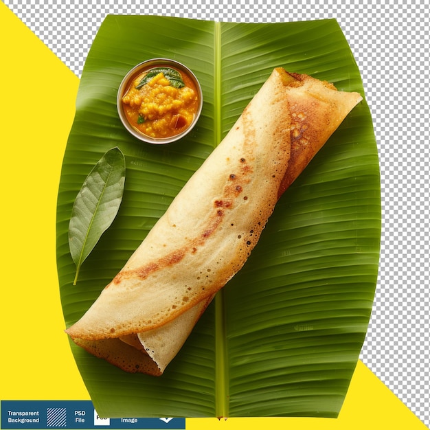 Dosa Na Liście Bananowym Izolowane Białe Tło Przejrzyste Tło Png Psd