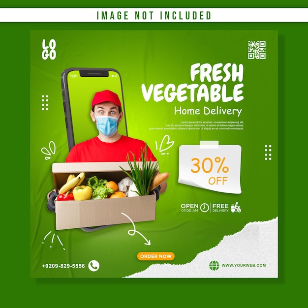 Dostawa Do Domu świeże Warzywa Z Szablonem Promocji W Mediach Społecznościowych Na Telefon