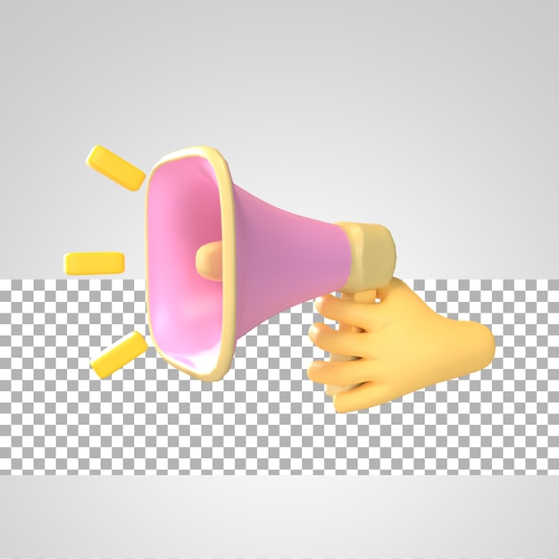Dostawa ręka trzyma megafon renderowania 3d