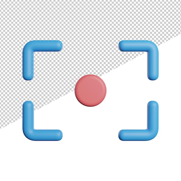 Dot Focus Camera Sign front view 3d rendering icon illustration on transparent background