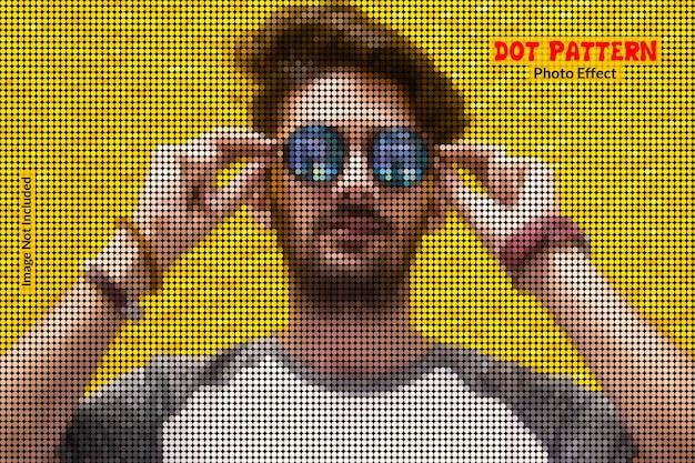 PSD dot pattern photo effect mockup