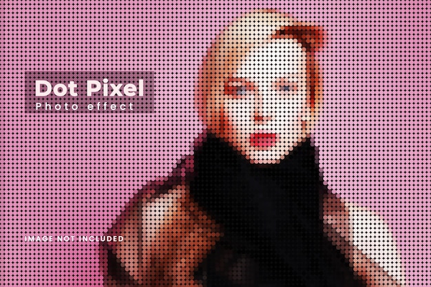 Dot Pixel Halftone Duotonowy Szablon Efektu Fotograficznego