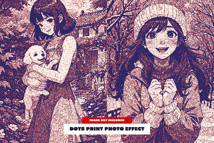 PSD dots print foto-effect voor poster