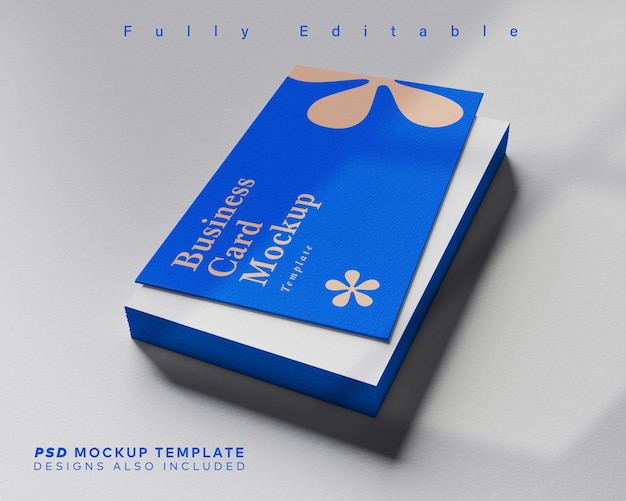 Double businesscard stack mockup template with background color fully editable