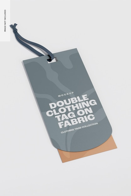 Double Clothing Tag on Fabric Mockup, Left View