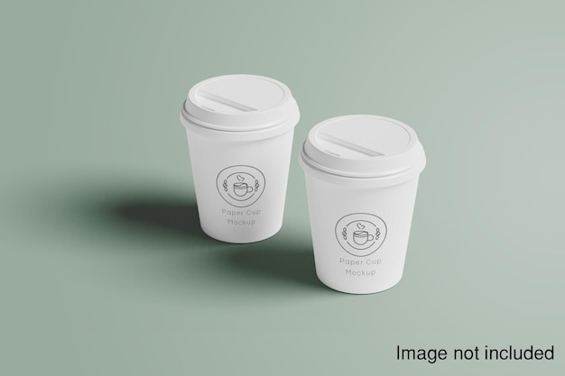 Double Coffee Cup Mockups Realistic 3d