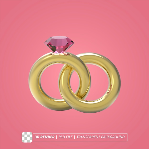 Double diamond ring couple 3d render