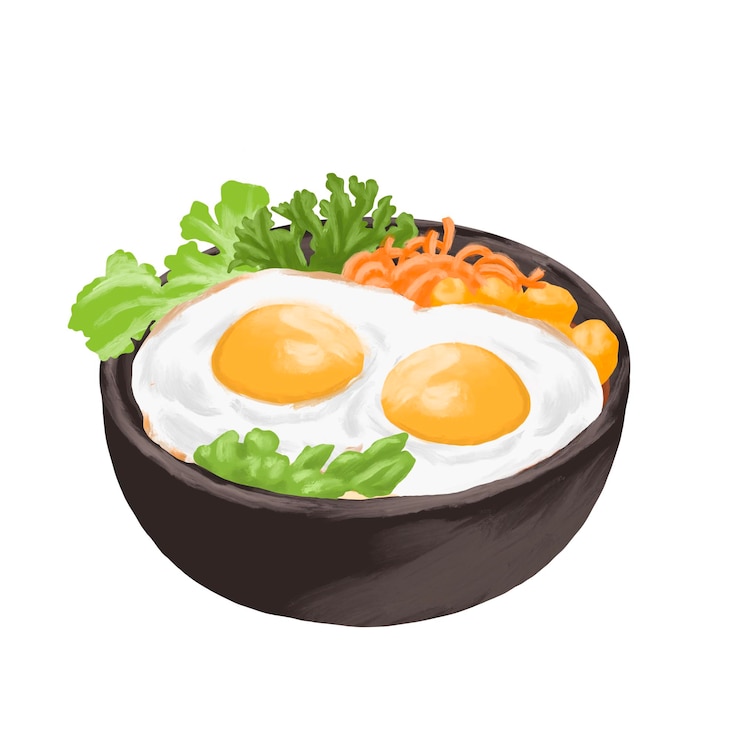 PSD double egg with curry menu illustration