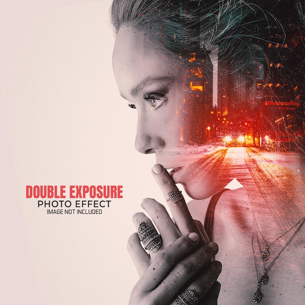 PSD double exposure effect mockup for movie poster