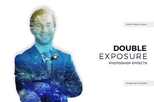 PSD double exposure effect mockup for movie poster