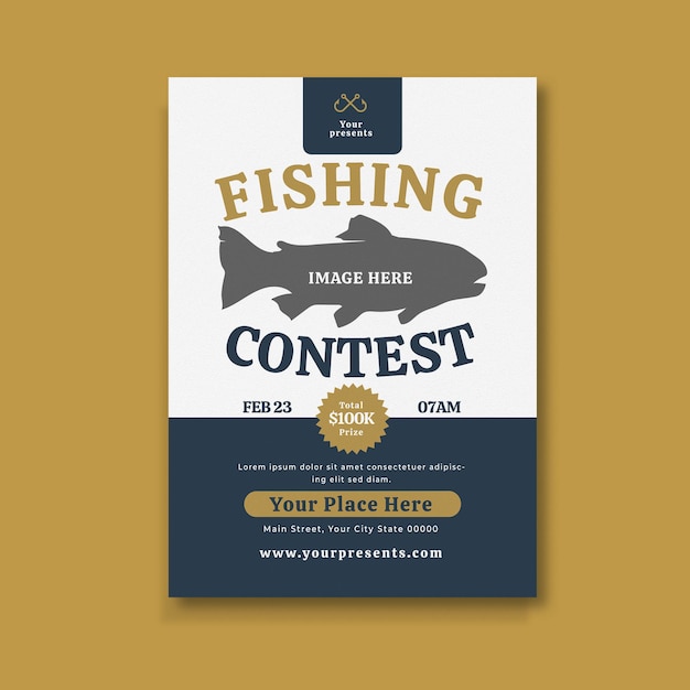 PSD double exposure fishing contest flyer