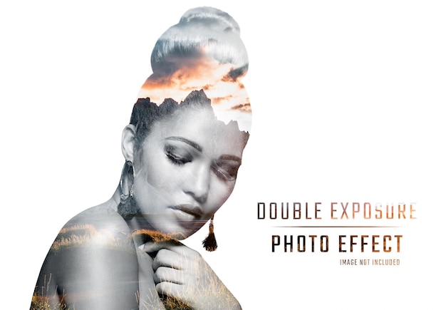 Effetto fotografico a doppia esposizione mockup