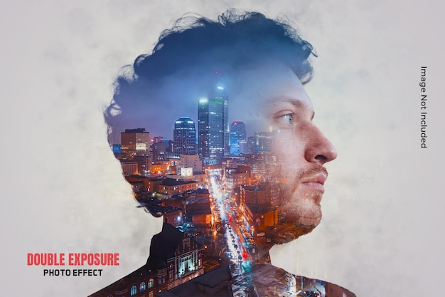 PSD double exposure photo effect mockup