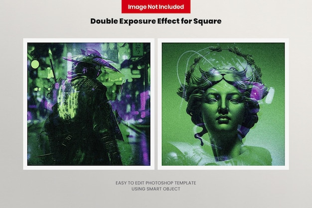 PSD double exposure photo effect for square