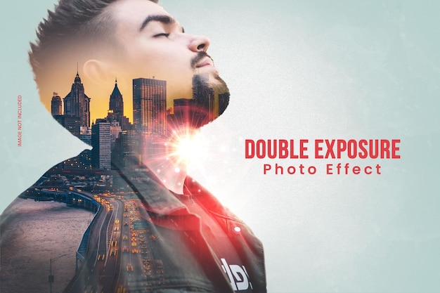 PSD double exposure photo effect template