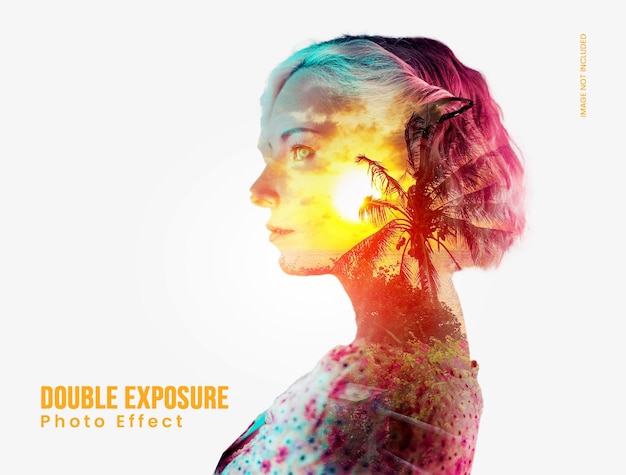 PSD double exposure photo effect template