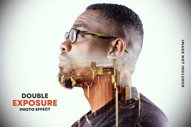 PSD double exposure photo effect template