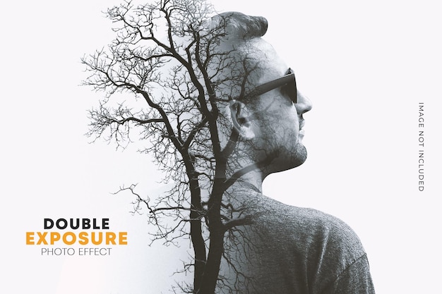 PSD double exposure photo effect template