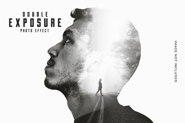 PSD double exposure photo template