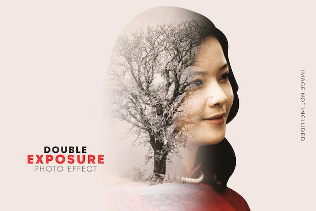 PSD double exposure portrait photo effect psd template