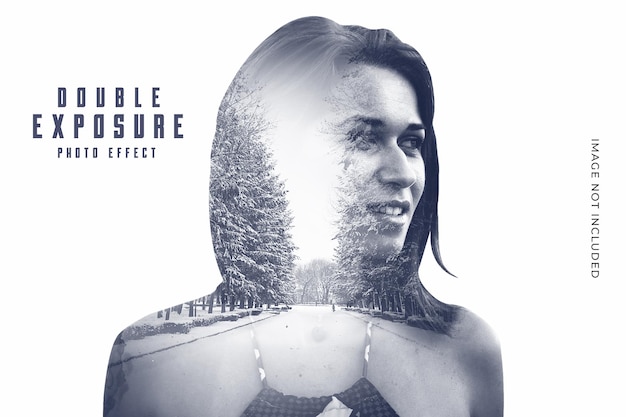 PSD double exposure portrait photo effect psd template