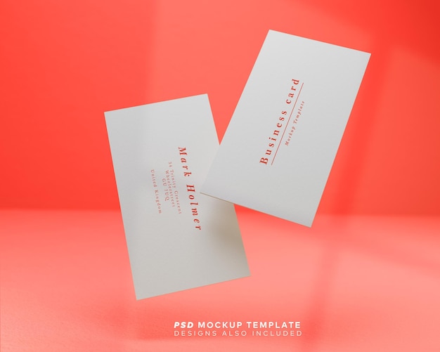 PSD double flying businesscard mockup template