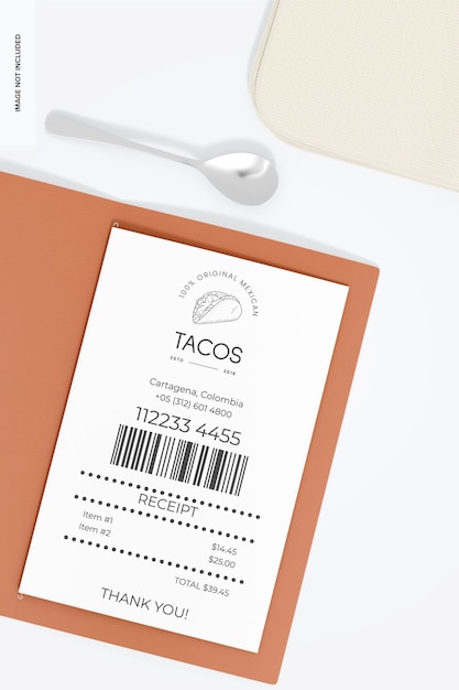 double fold menu cover mockup, close up