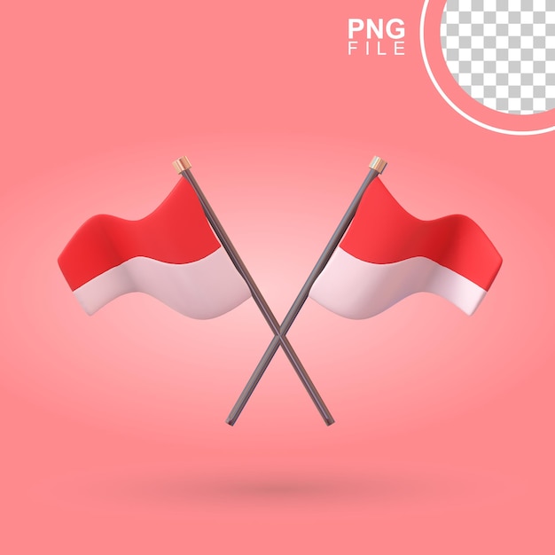 Double glory 3d icon featuring two indonesian flags