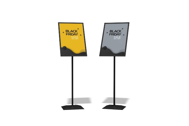 Double information stand poster mockup