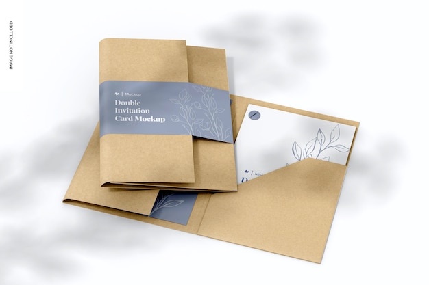 Double Invitation Card Mockup Opened and Closed