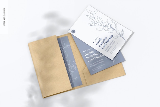 Double Invitation Card Mockup Opened