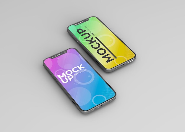 Doppio telefono del mockup dei social media su smartphone