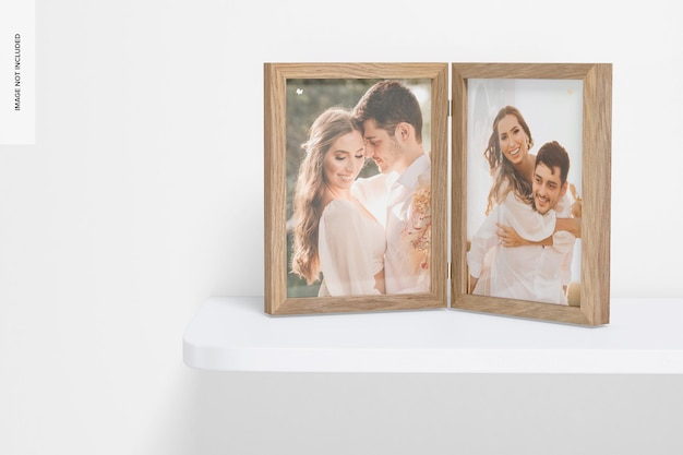 Double Photo Frame Mockup, Perspective