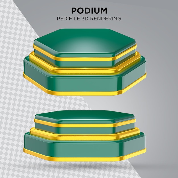 double Podium plantation with gold realistic 3d render for graphic on transparent Premium