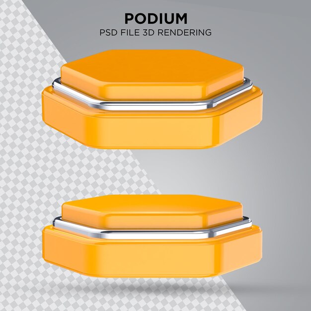 double Podium Yellow realistic 3d render for graphic composition on transparent background Premium