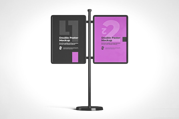 PSD double poster stand mockup