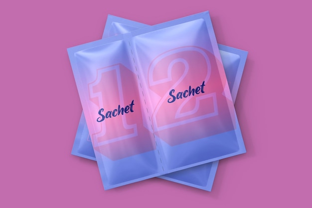 PSD double sachet mockup