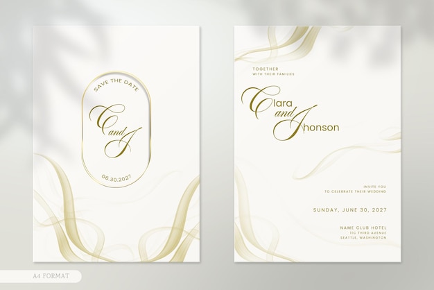 Double side modern wedding invitation with abstract ornament