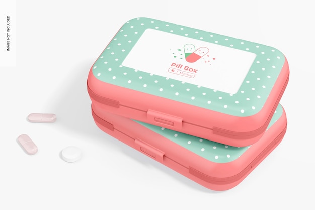 Double Sided Pill Boxes Mockup, Stacked