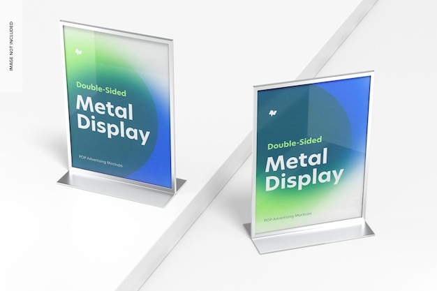 Double-sided poster metal desktop display mockup