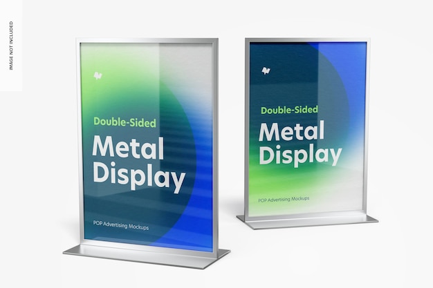 Double-sided poster metal desktop displays mockup