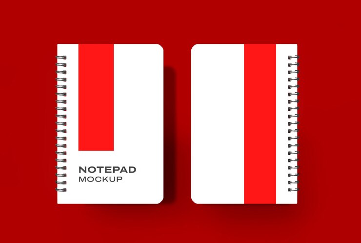 PSD double sided ringed paper craft notebook mockup template