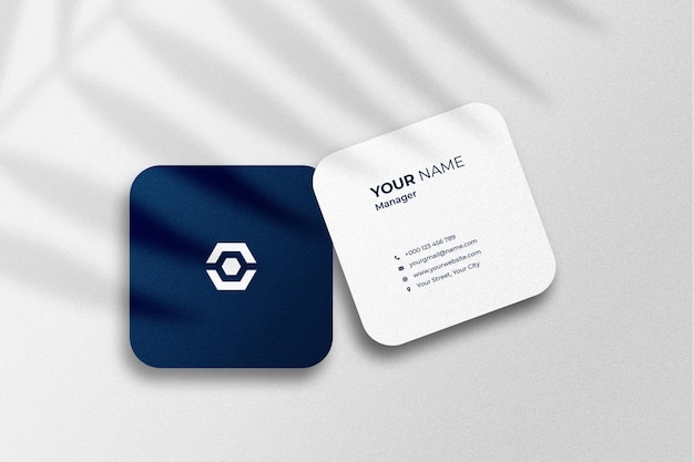 PSD double sided square business card mockup with shadow