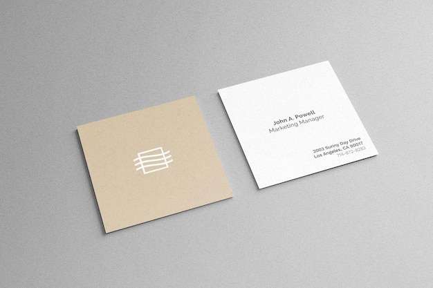 PSD double sided square business card mockup